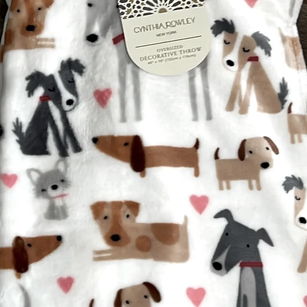PETS - Cynthia Rowley ’Dogs & Hearts’ Oversized Throw 60”x70” NWT Firm!